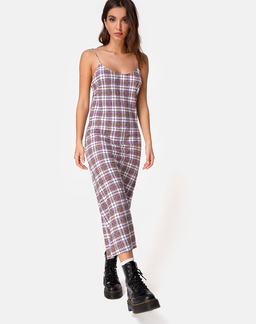 Immagine di Julia Maxi Dress in Grunge Check Viola