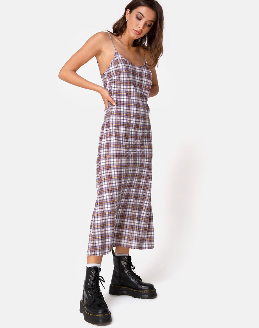 Immagine di Julia Maxi Dress in Grunge Check Viola