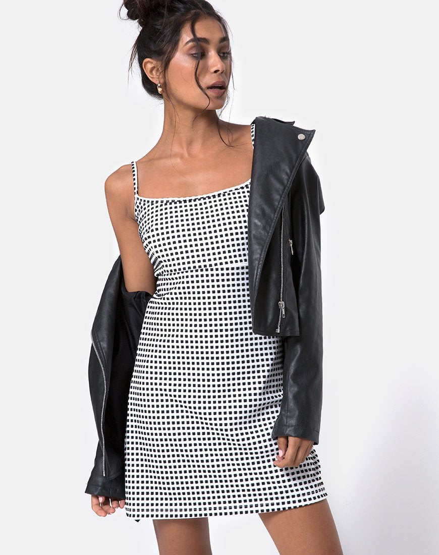 Abito Junice in Gingham Avorio Nero