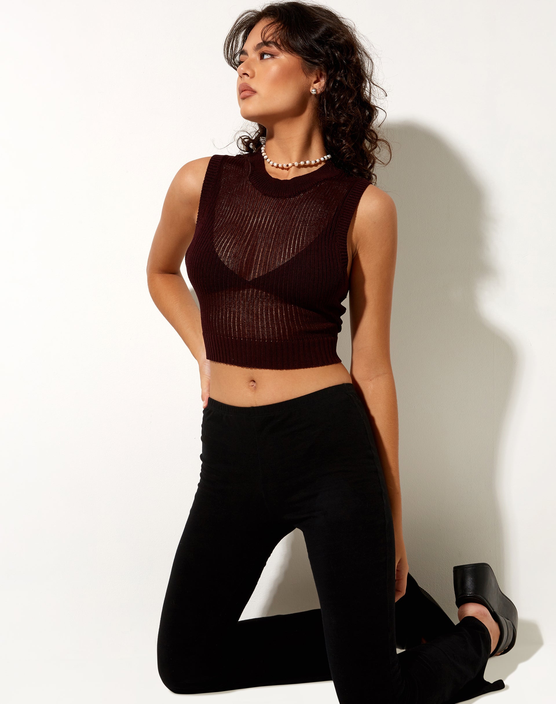 Immagine di Juniper Gilet Top in maglia Bitter Chocolate
