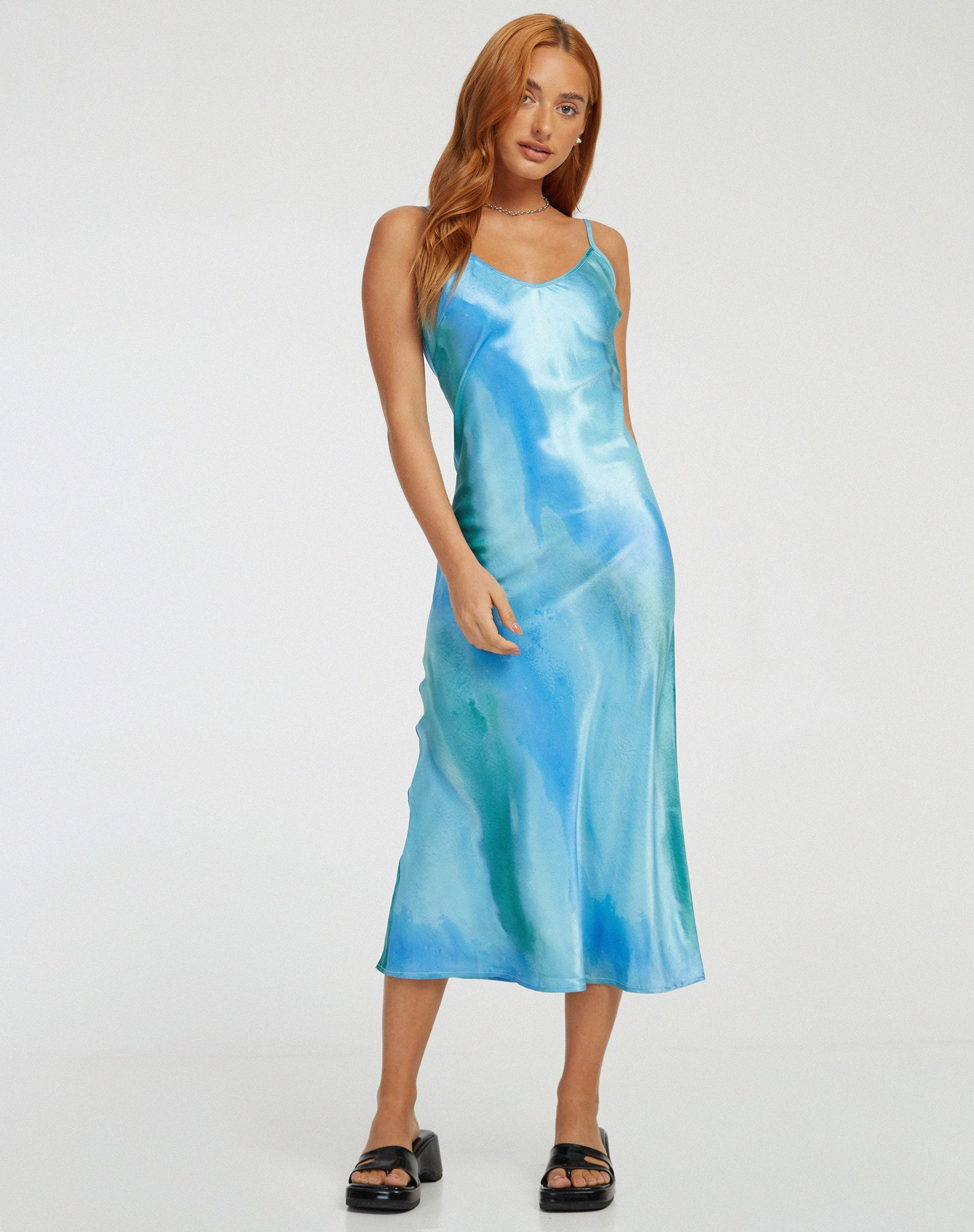 immagine di Juvina Midi Dress in raso acquerello Tosca