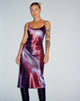 Immagine di Juvina Midi Dress in raso acquerello prugna