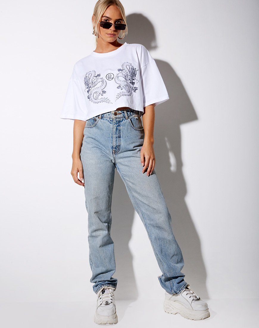 Immagine di Kai Tee in bianco Yin Yang Dragon Embro