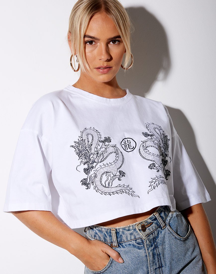Kai Tee in bianco con drago Yin Yang