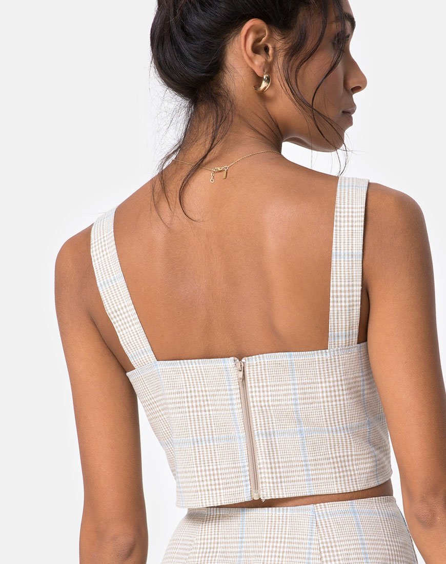 Immagine di Kaira Crop Top in Plaid Tonale Almond