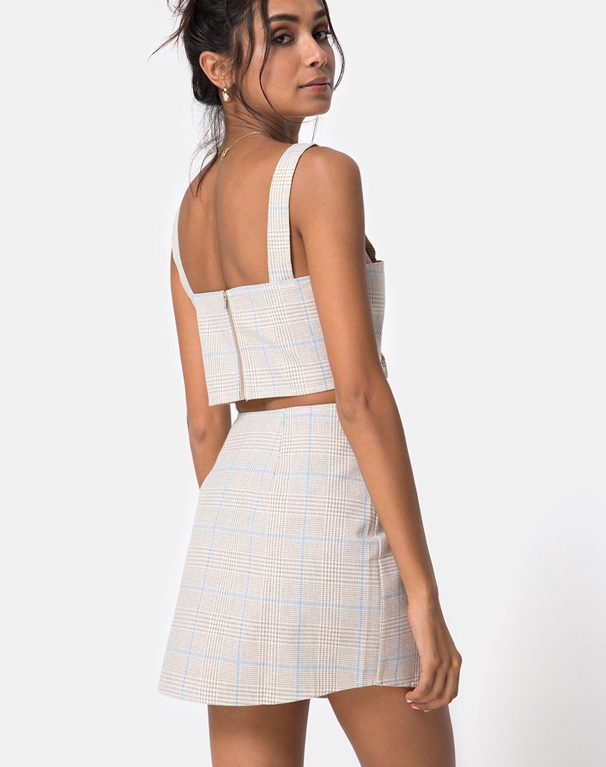 Immagine di Gonna a portafoglio in Plaid tonale Almond