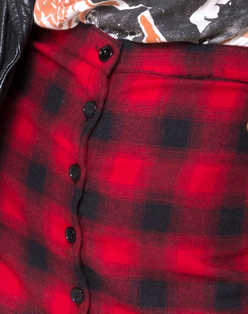 Immagine di Kaisa Midi Skirt in Plaid Rosso e Nero