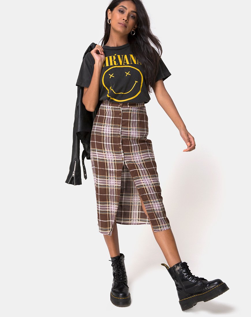 Immagine di Kaisa Gonna midi in tartan marrone
