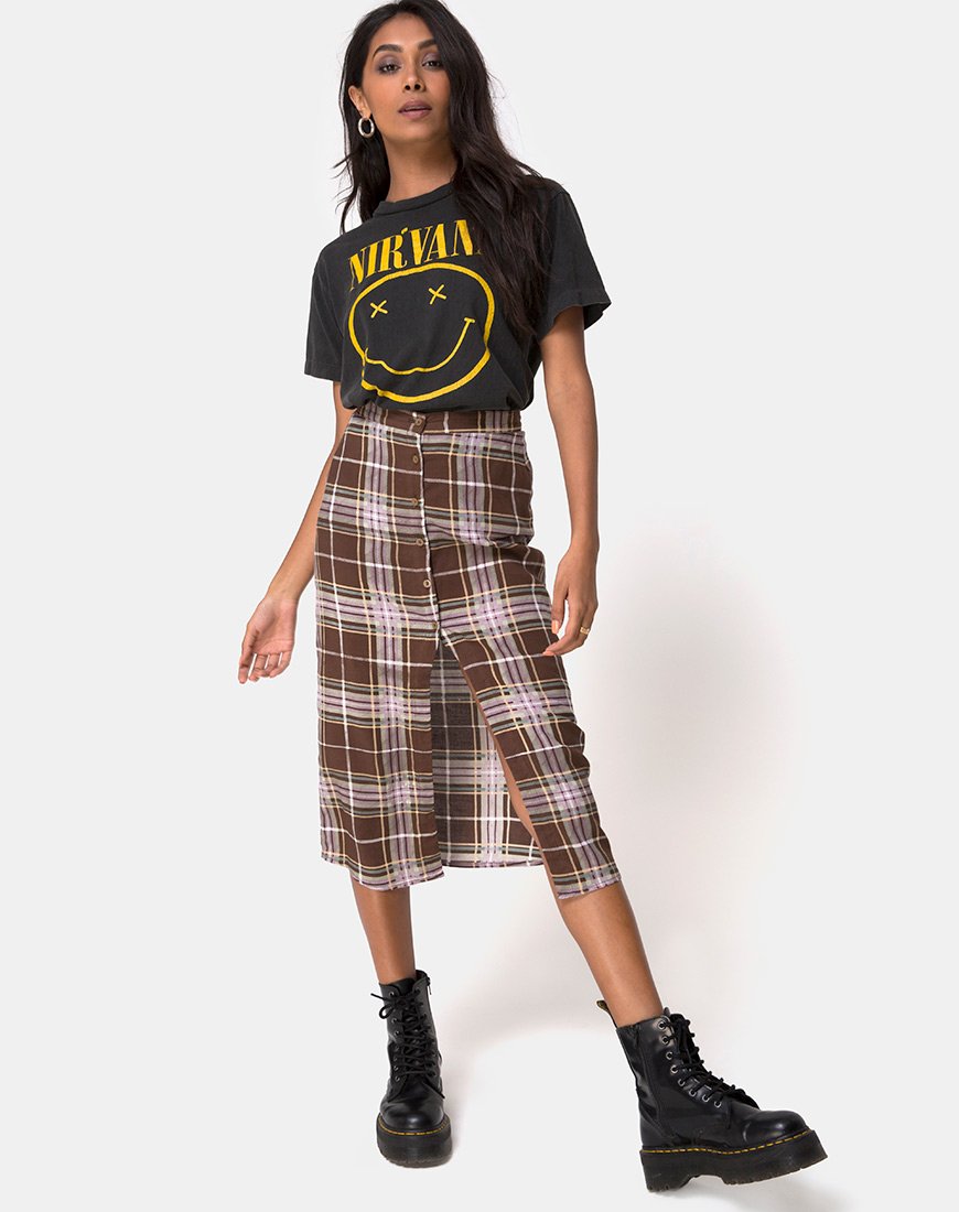 Immagine di Kaisa Gonna midi in tartan marrone