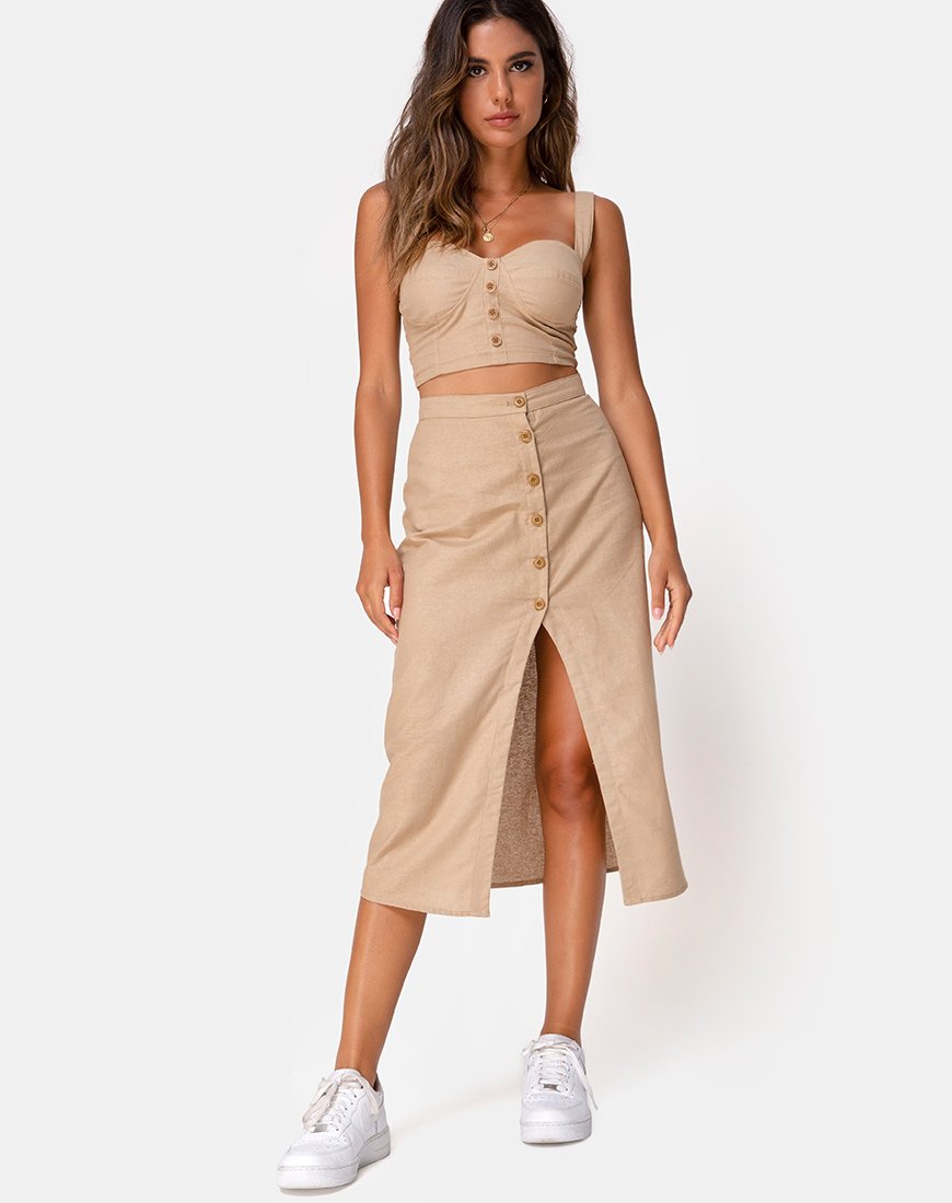 Gonna Kaisa Midi in Taupe