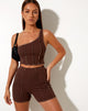 Immagine di Kala Short in Rib Deep Mahogany con cuciture marroni