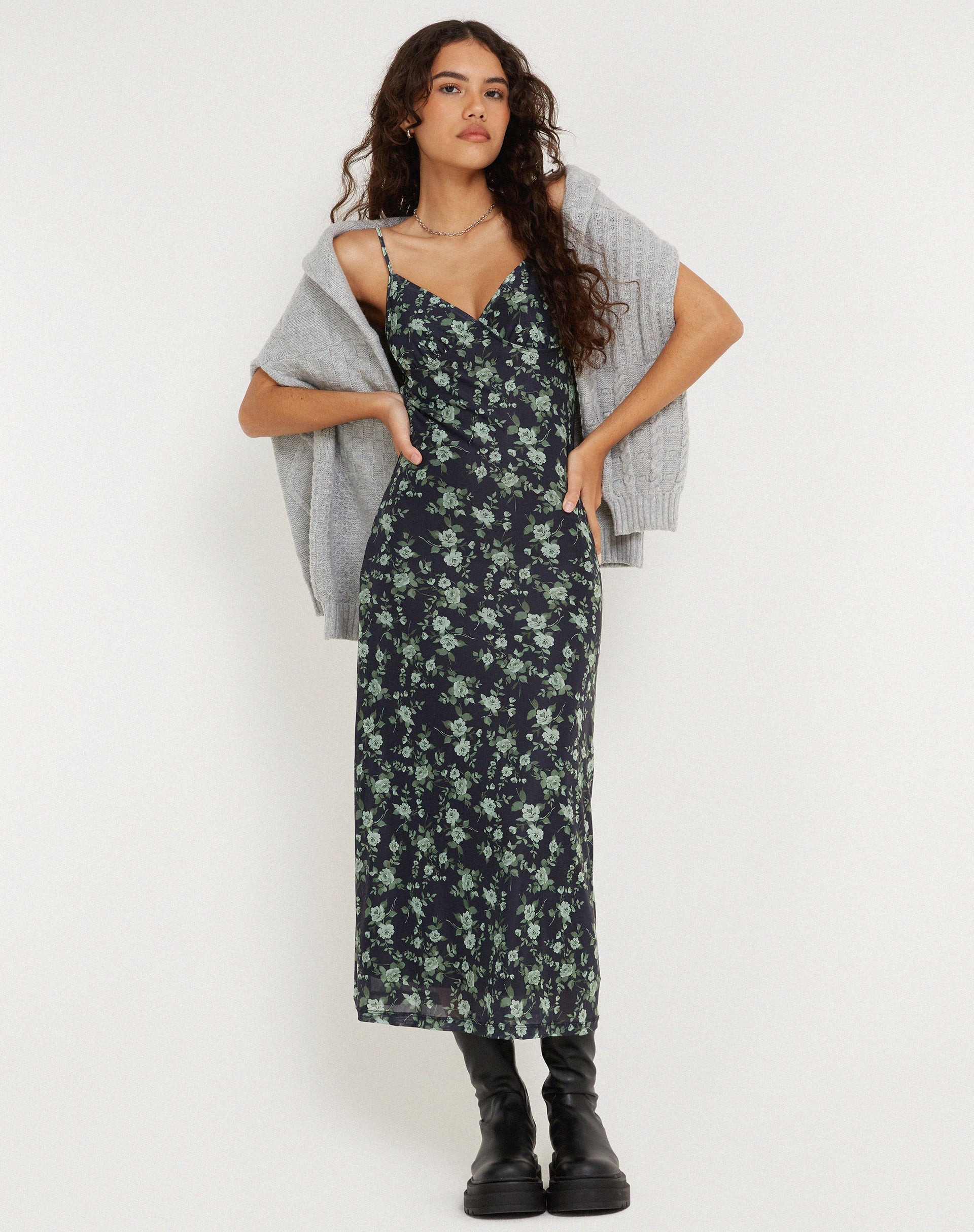 immagine di Kalana Maxi Dress in Verde Floreale