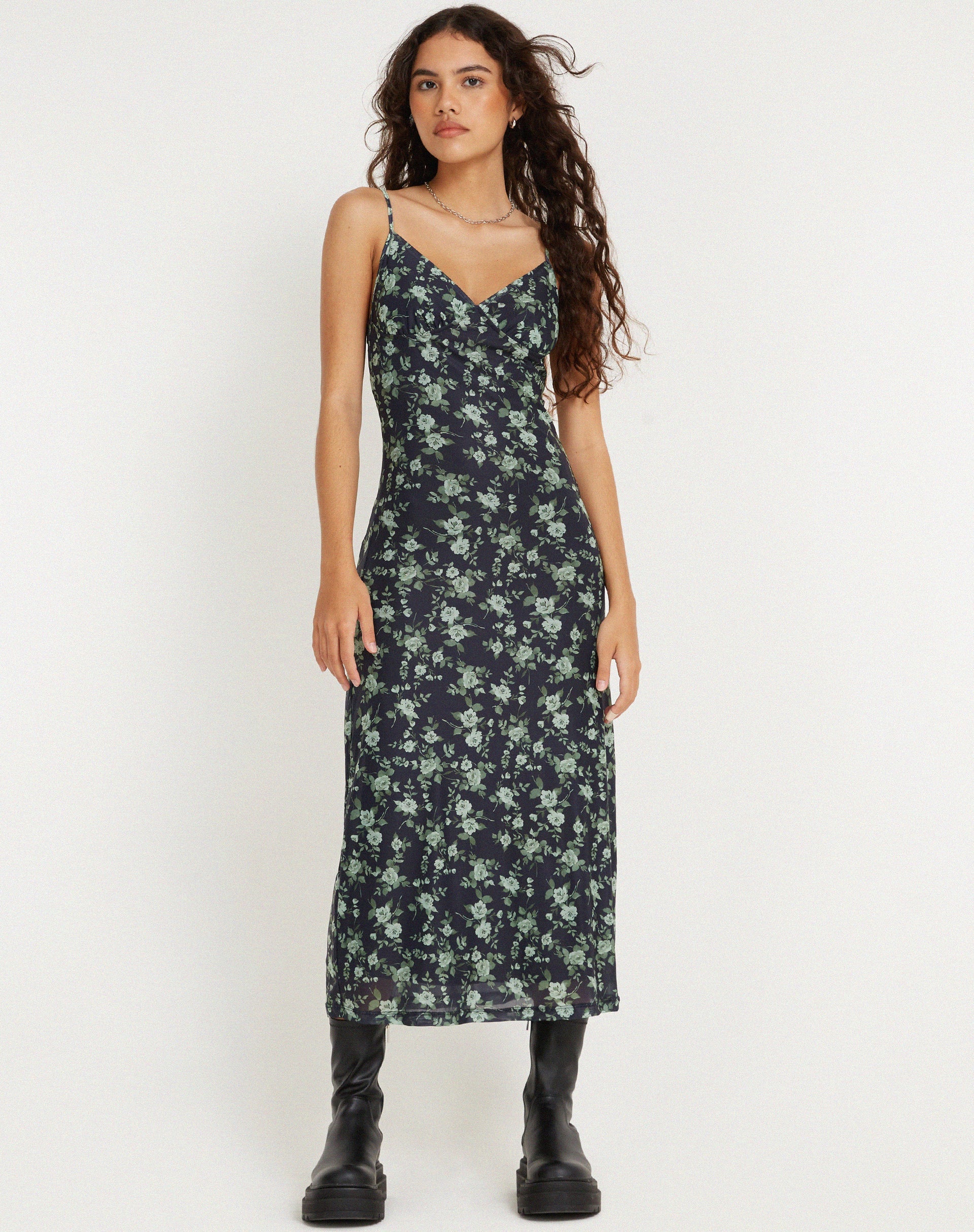 Kalana - Vestito midi in verde floreale