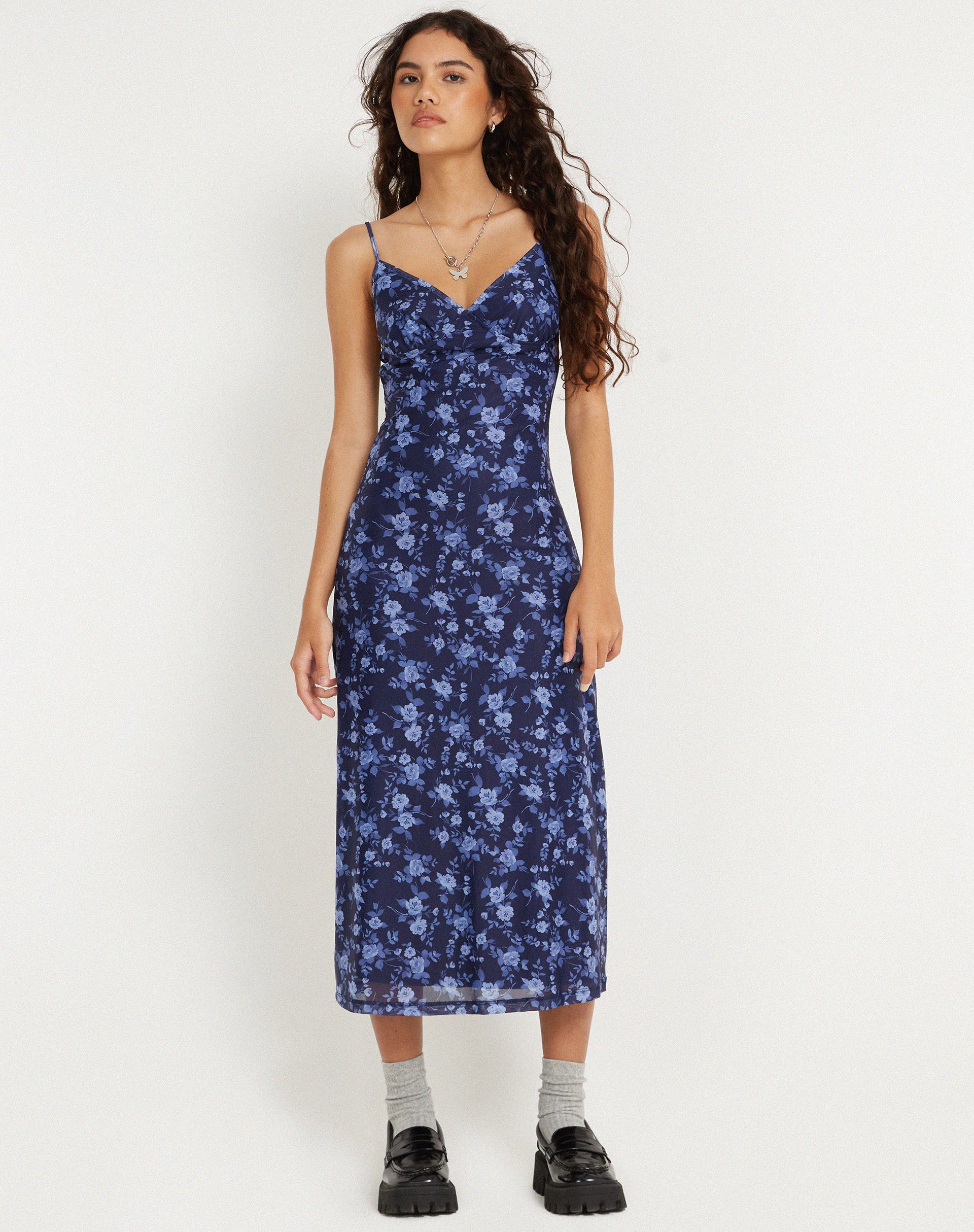 immagine di Kalana Printed Midi Dress in Pretty Floral Navy