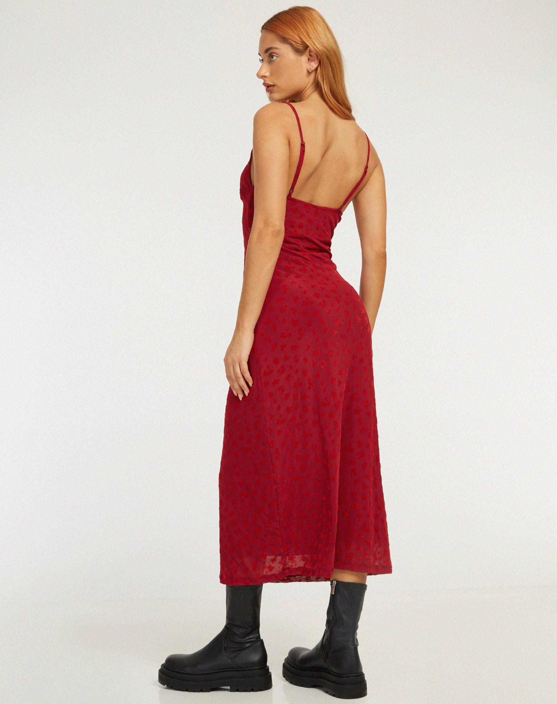 immagine di Kalana Maxi Dress in maglia rossa flock