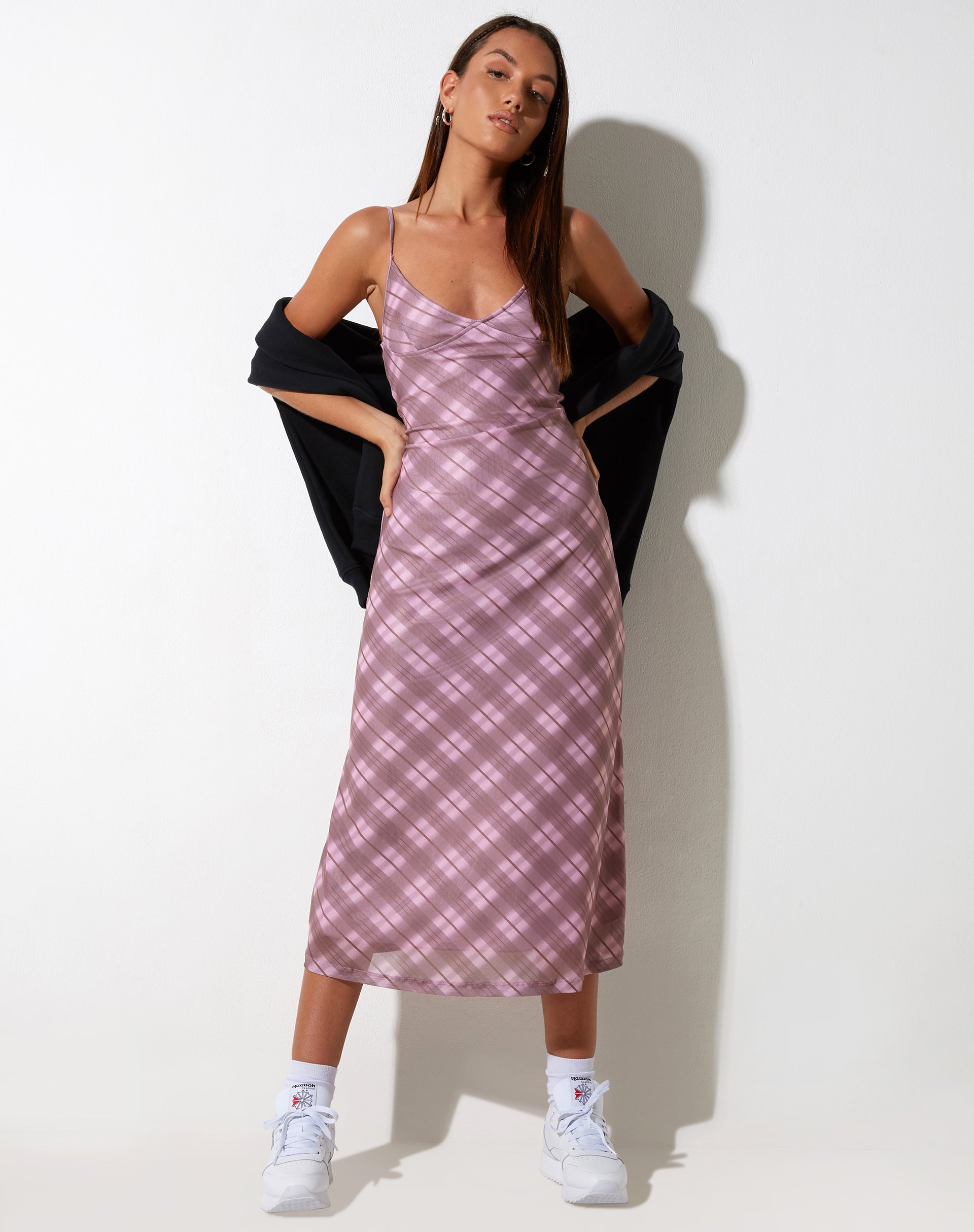 IMMAGINE DEL Maxi Abito Kalana in Rosa Sfumato Check