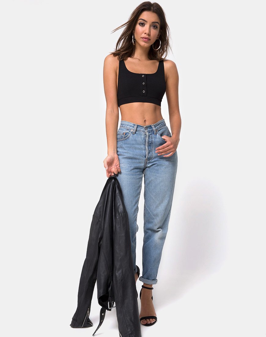 Immagine di Kalica Crop Top a costine nero