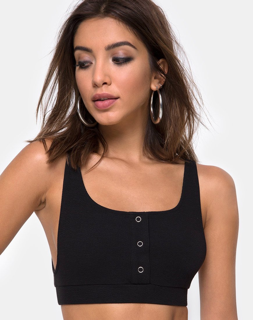 Immagine di Kalica Crop Top a costine nero