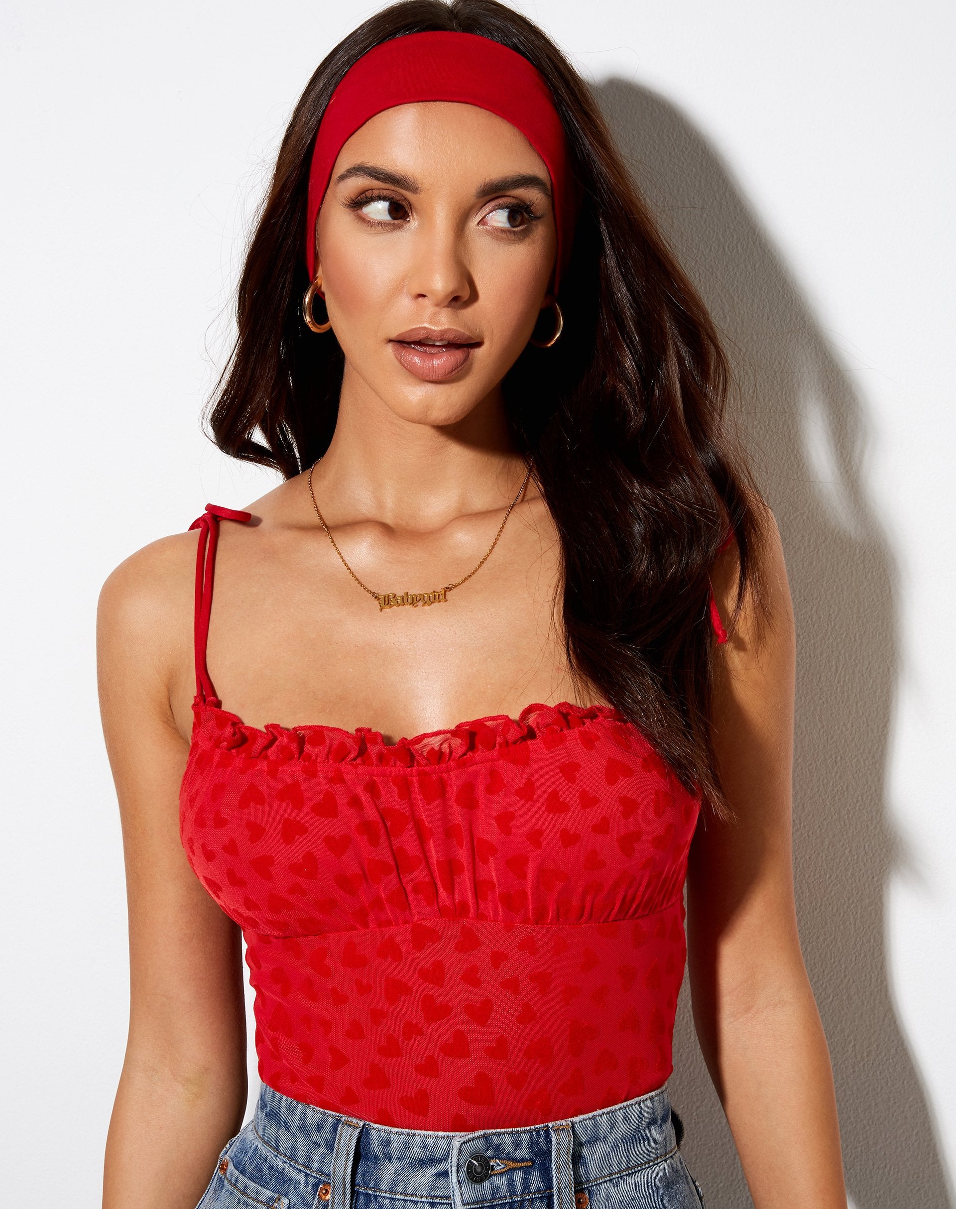 Immagine di Kalos Cami Top in maglia rossa Red Heart Flock