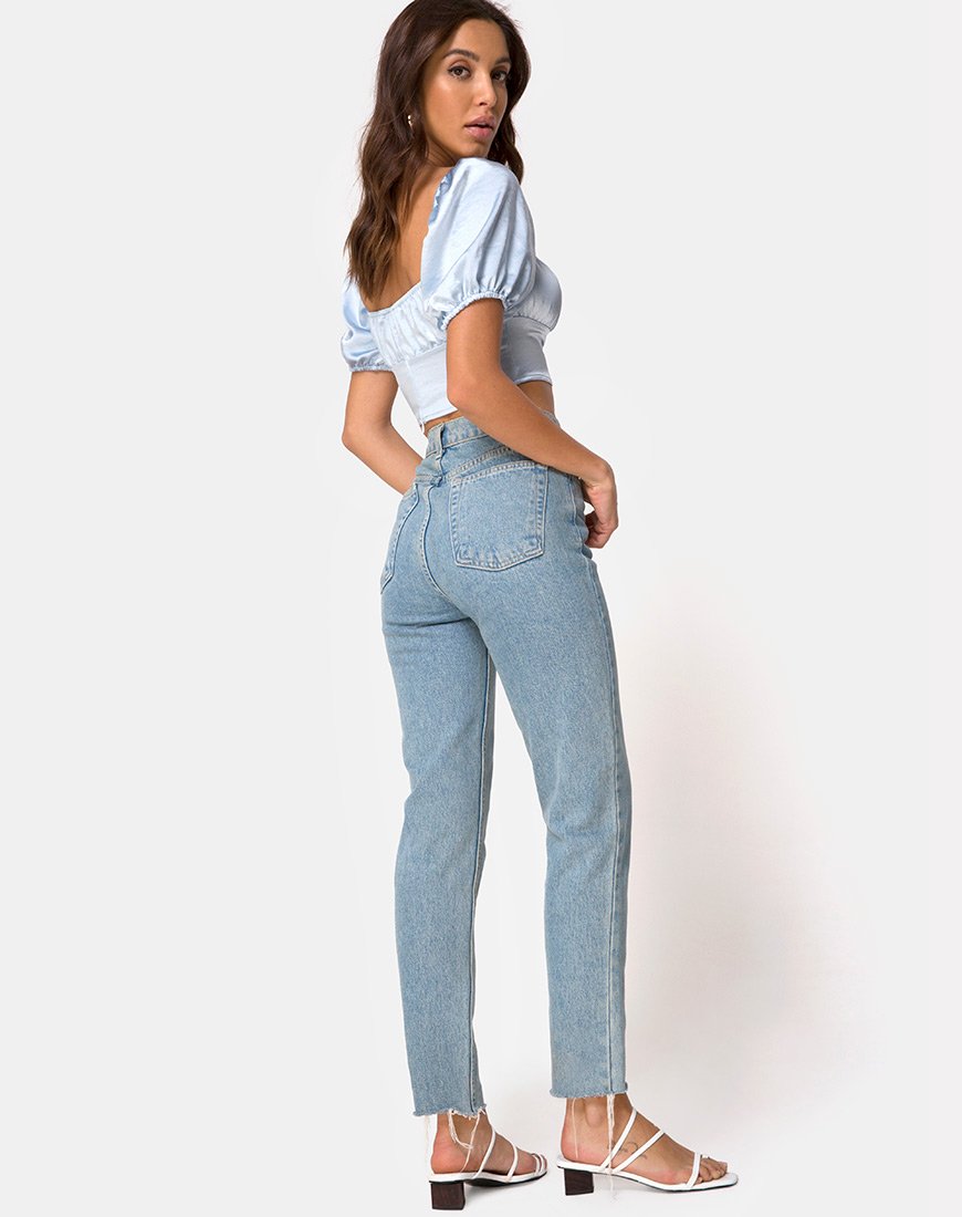 Immagine di Kalua Crop Top in raso blu polvere