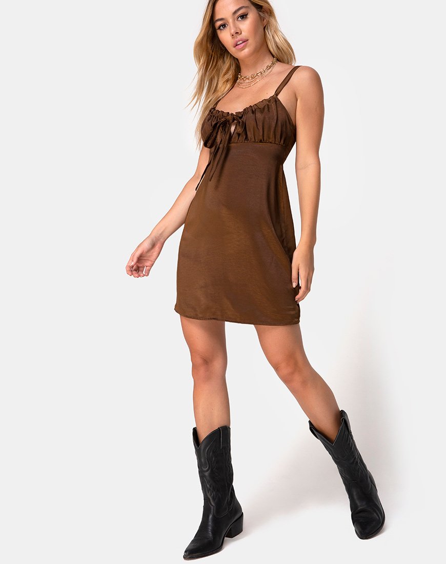 Immagine di Kamalia Slip Dress in raso marrone