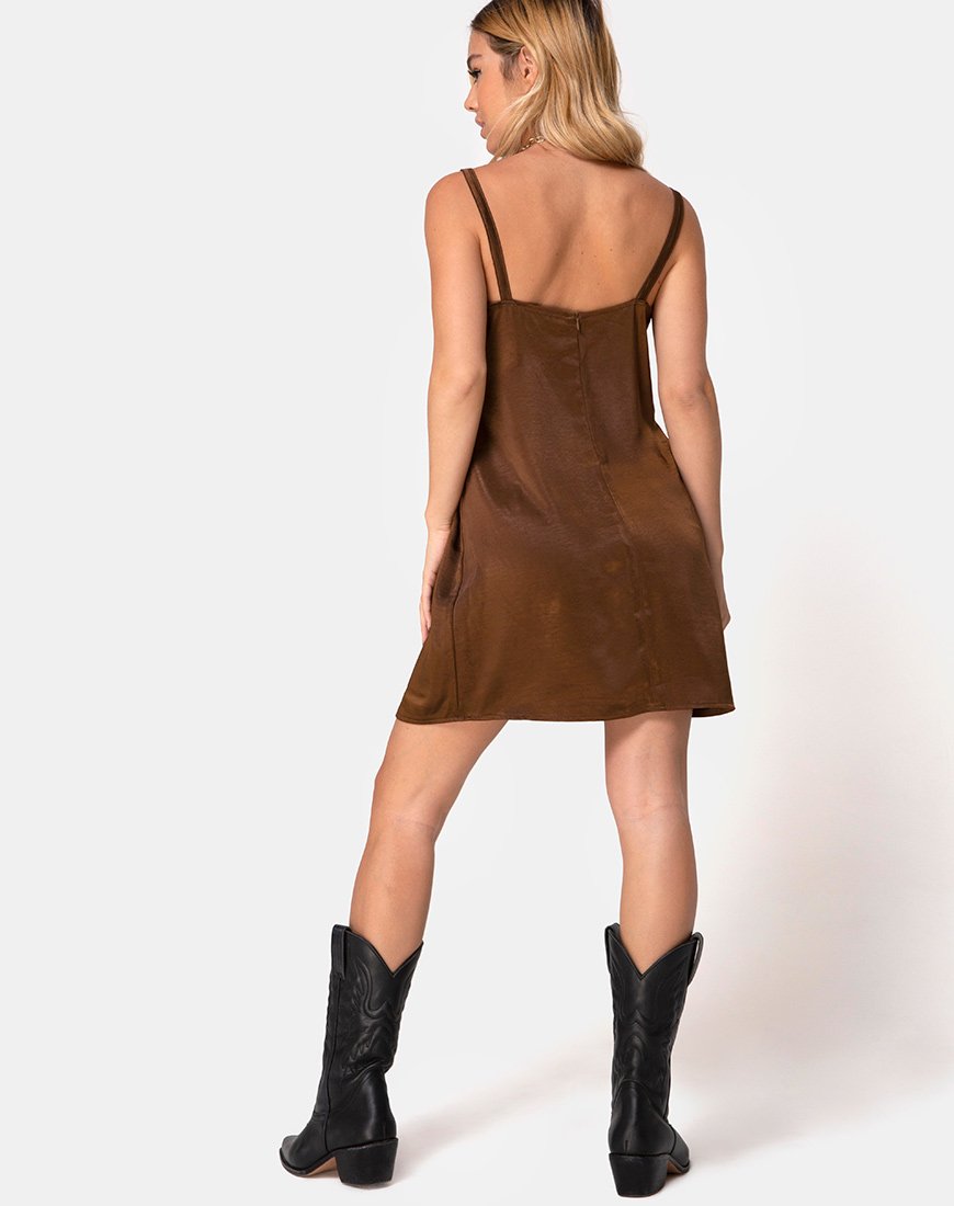 Immagine di Kamalia Slip Dress in raso marrone