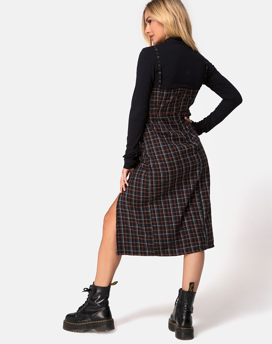 Immagine di Kaoya Vestito midi a quadri nero e arancione