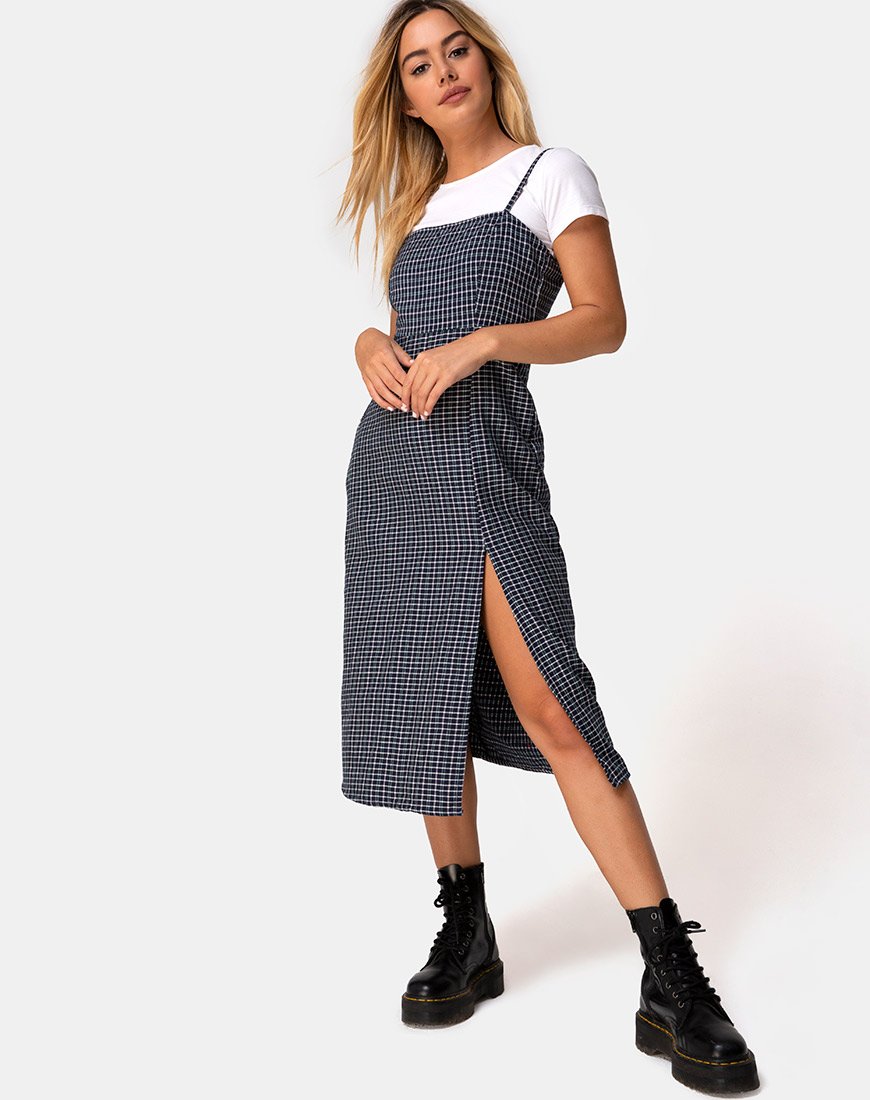 Vestito Kaoya in verde check nero
