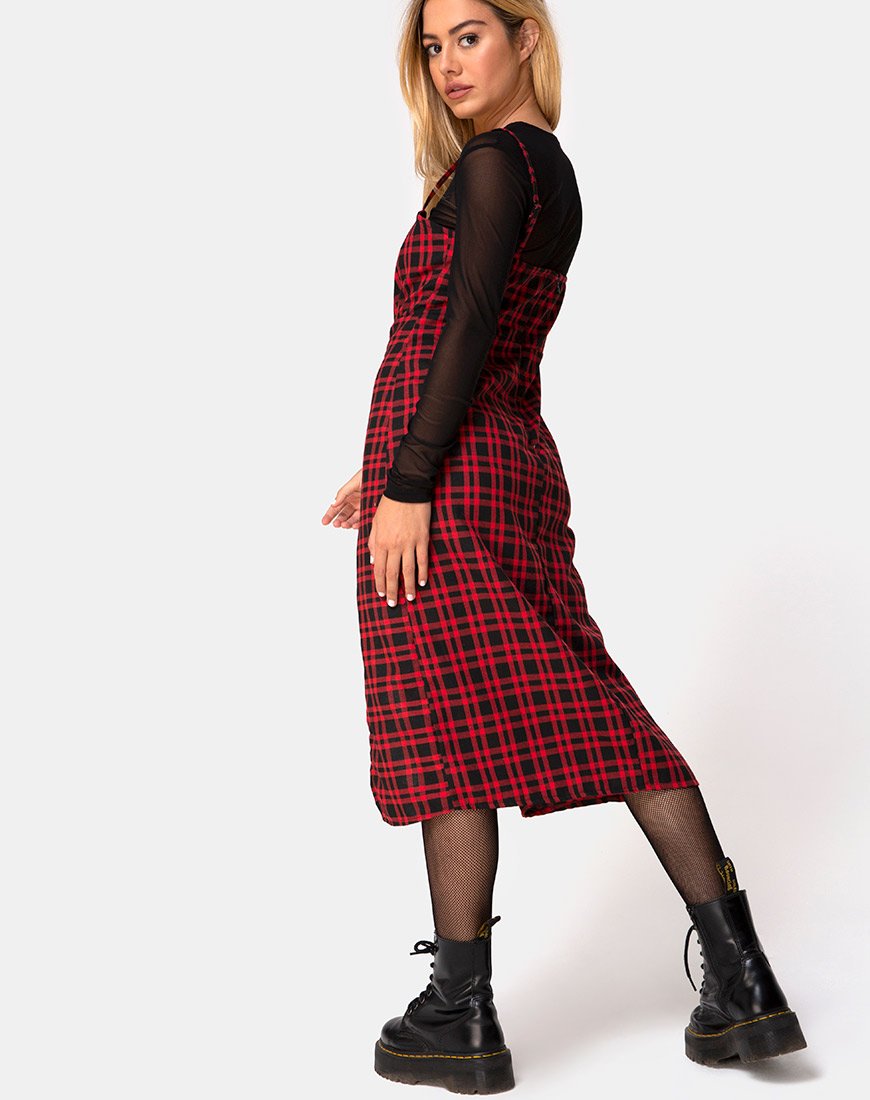 Immagine di Kaoya - Vestito midi a quadri rosso e nero