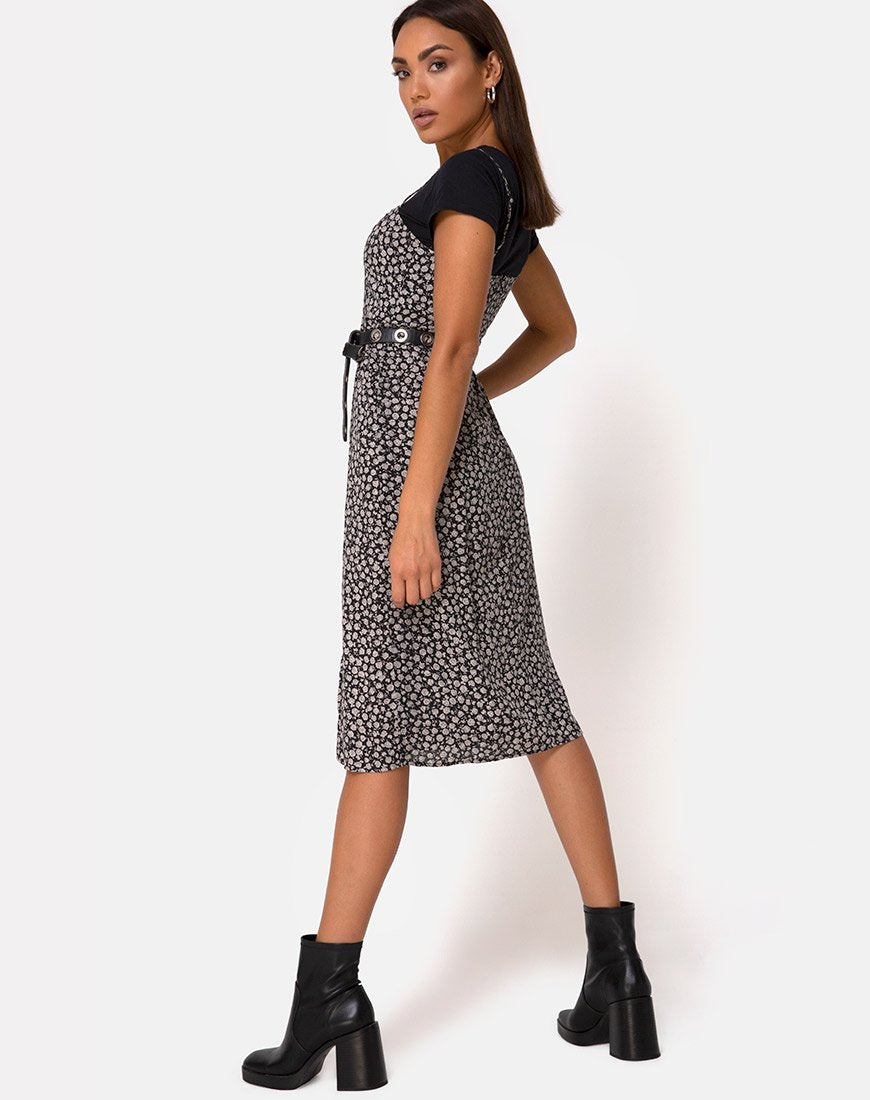 Kaoya - Vestito midi in Ditsy Rose Nero