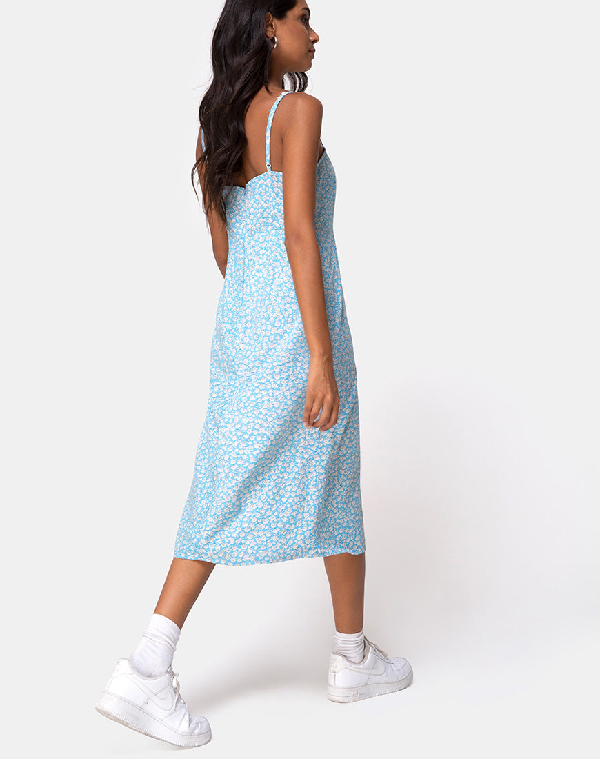 Kaoya - Vestito midi in blu Ditsy Rose
