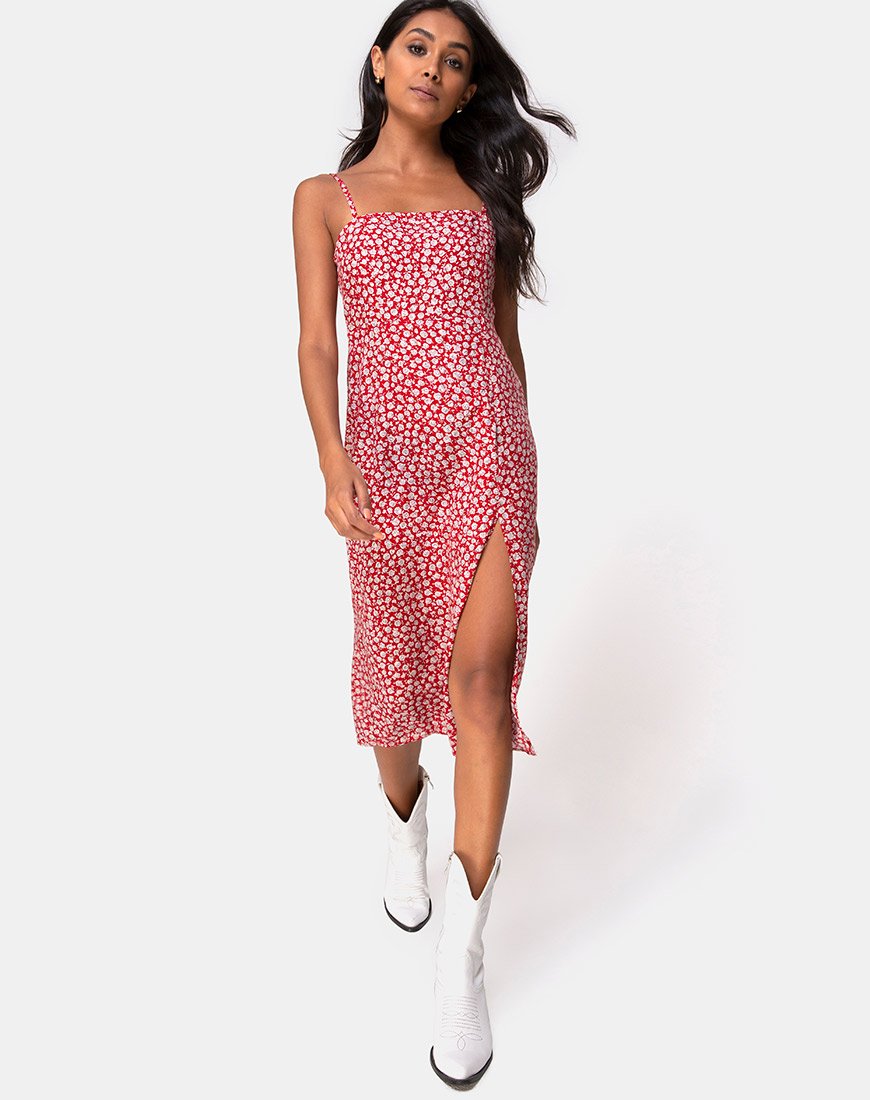Immagine di Kaoya Midi Dress in Ditsy Rose Red