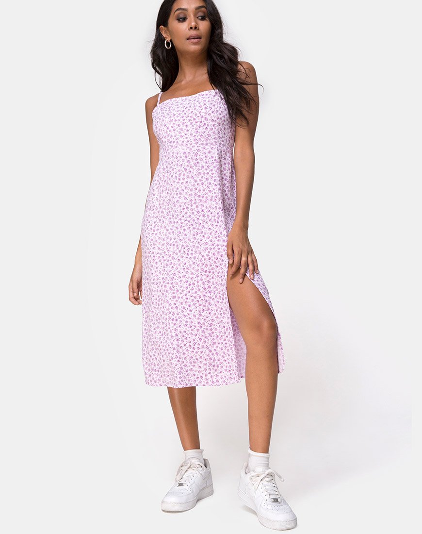 Kaoya - Vestito midi in Ditsy Rose Lilac