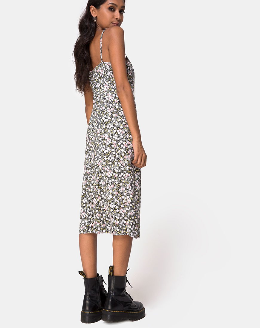 Immagine di Kaoya Midi Dress in campo floreale oliva