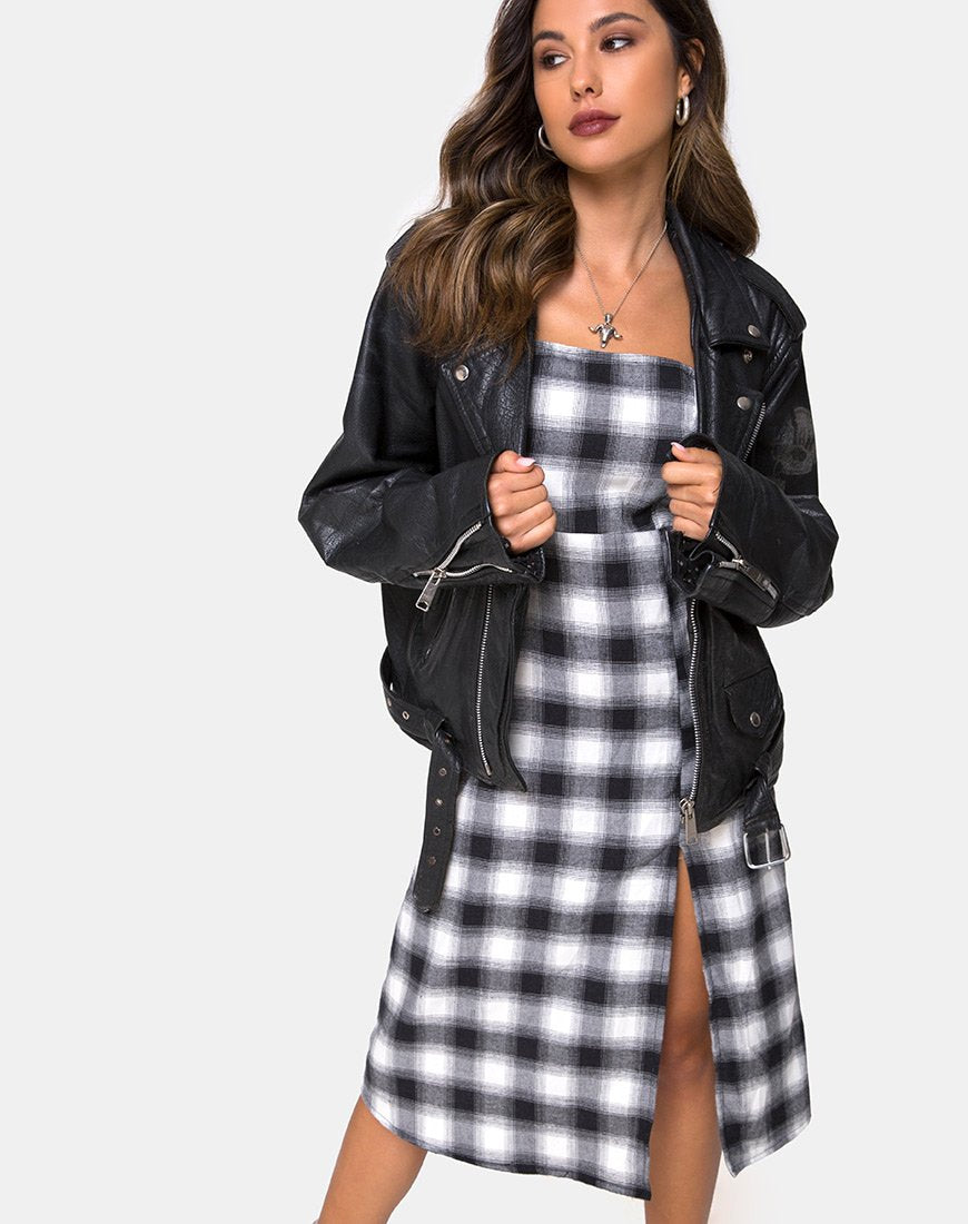 Abito Kaoya in Plaid Nero Bianco