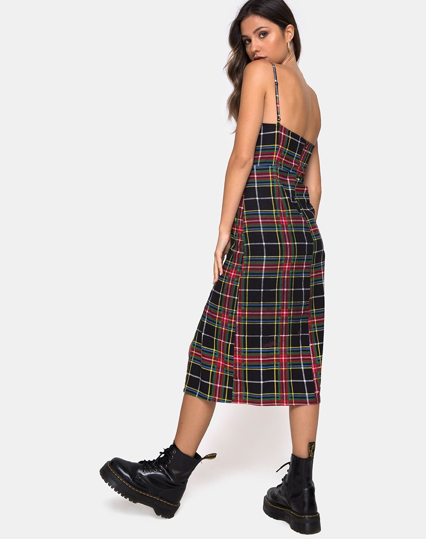 Abito Kaoya in Plaid Rosso Verde Giallo Nero