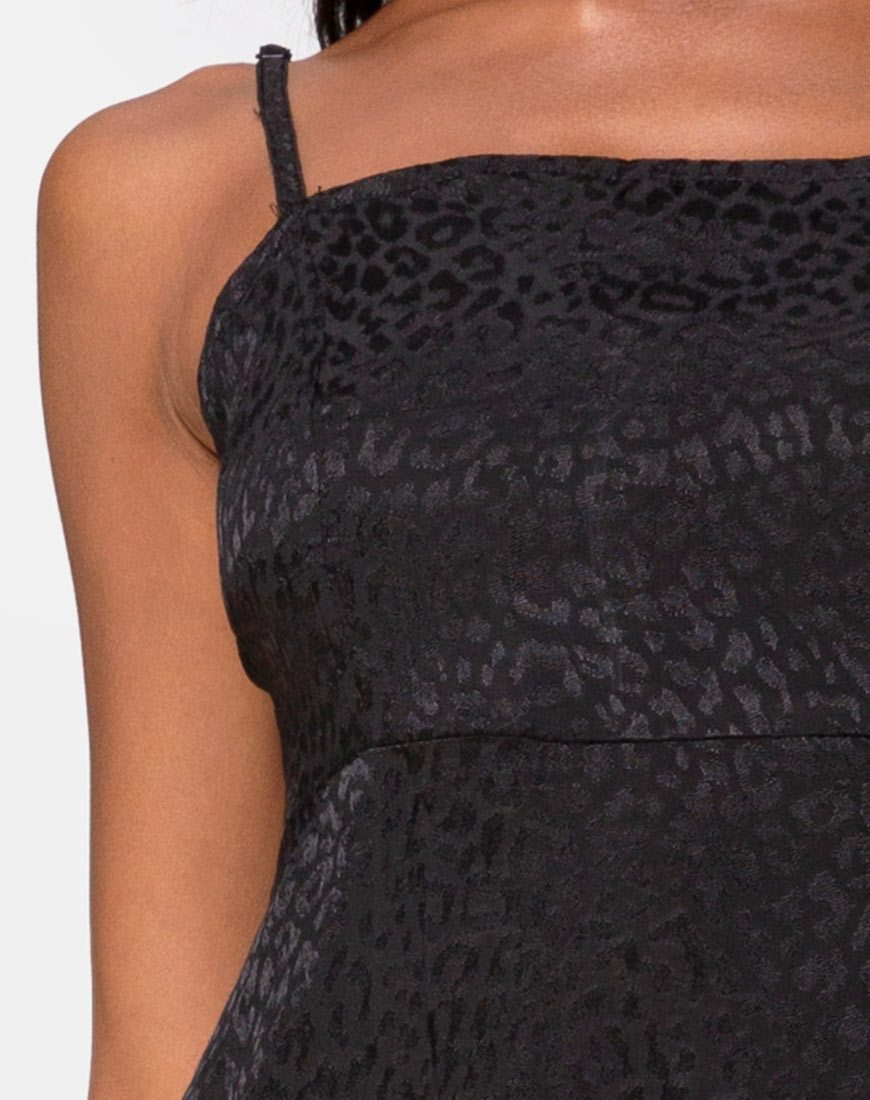 Immagine di Kaoya Midi Dress in raso nero ghepardo
