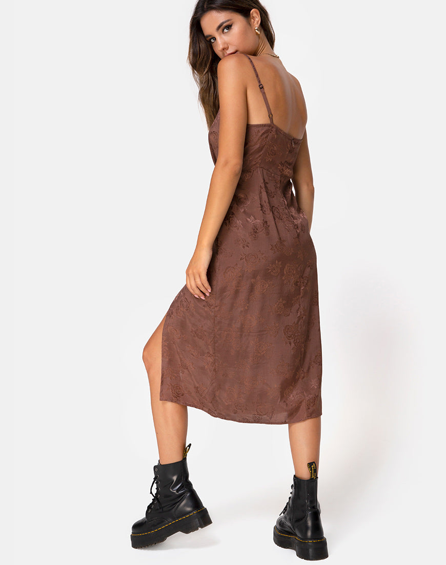 Immagine di Kaoya Midi Dress in raso rosa cioccolato