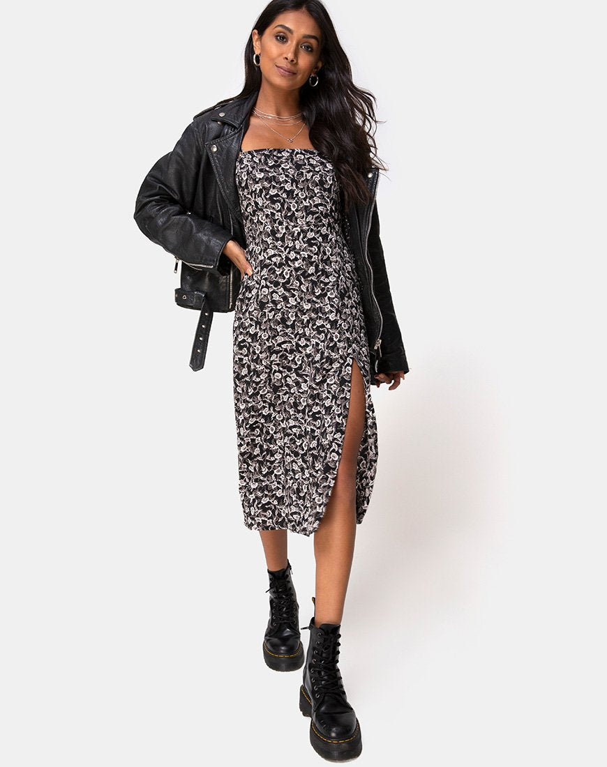 Kaoya - Vestito midi in Wild Tulip Nero
