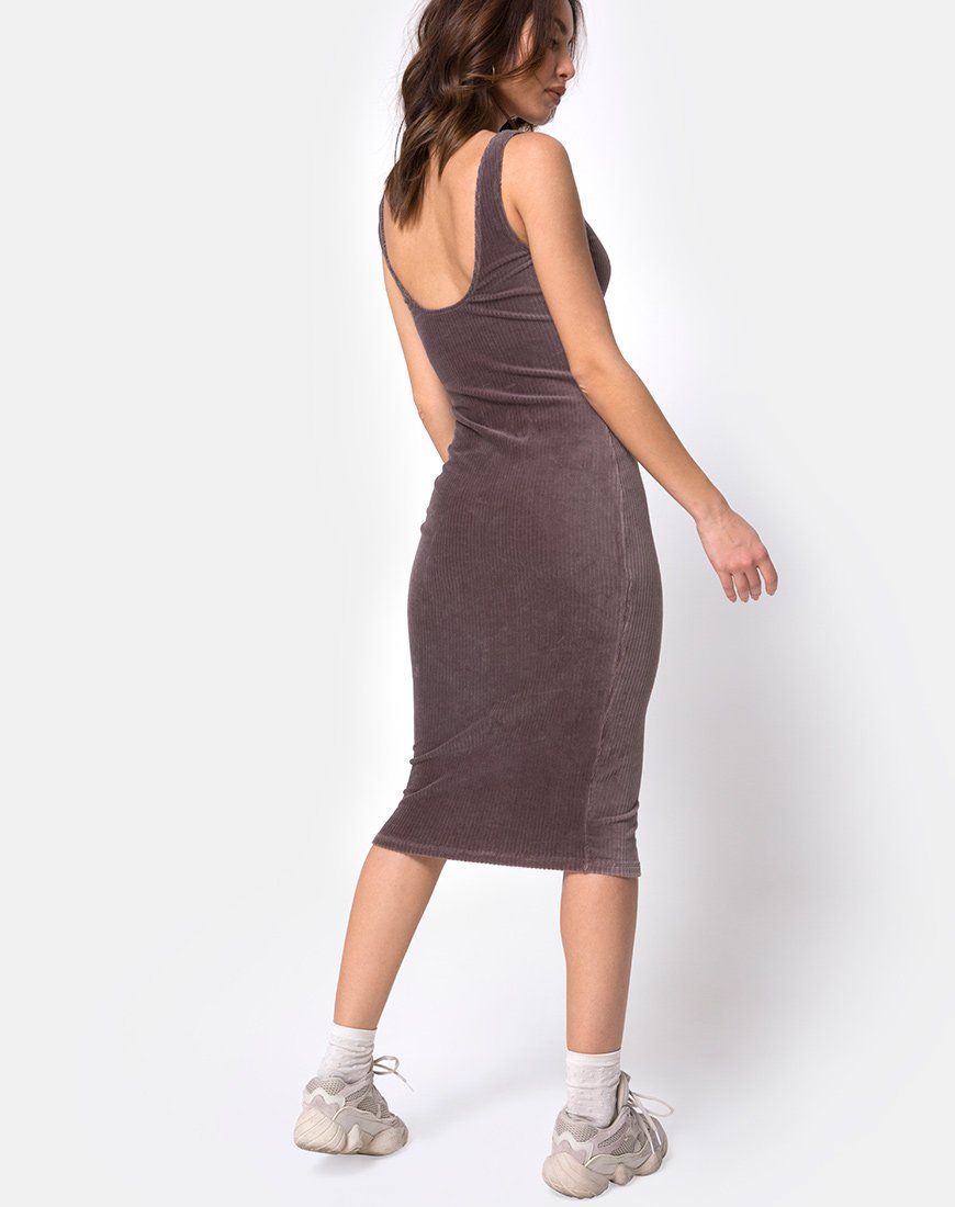 Immagine di Kardie Bodycon Dress in velluto moka a coste