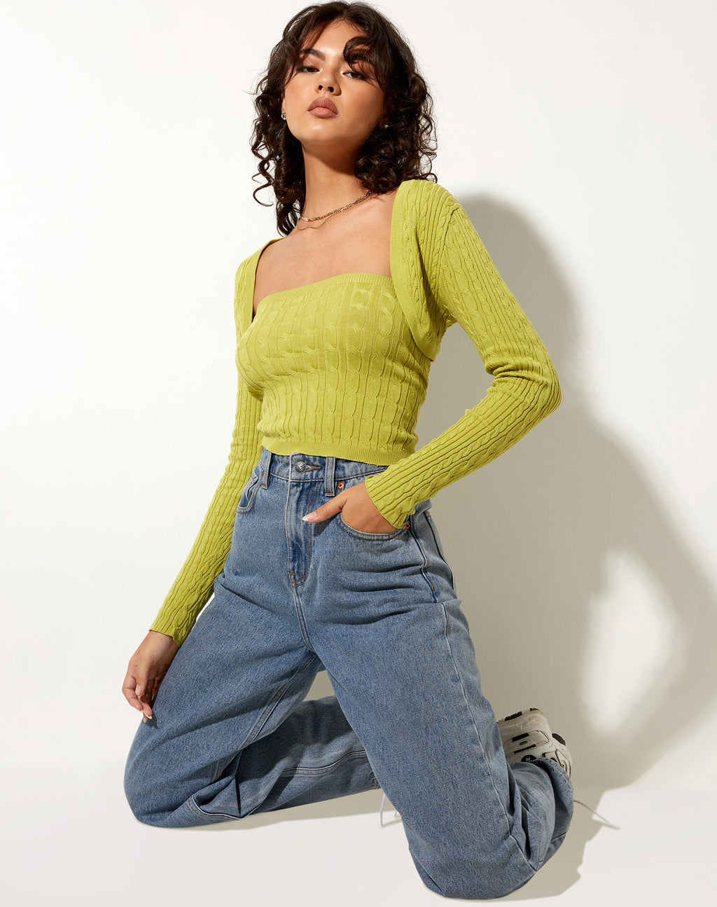 Gya - Top a maniche lunghe in maglia oliva