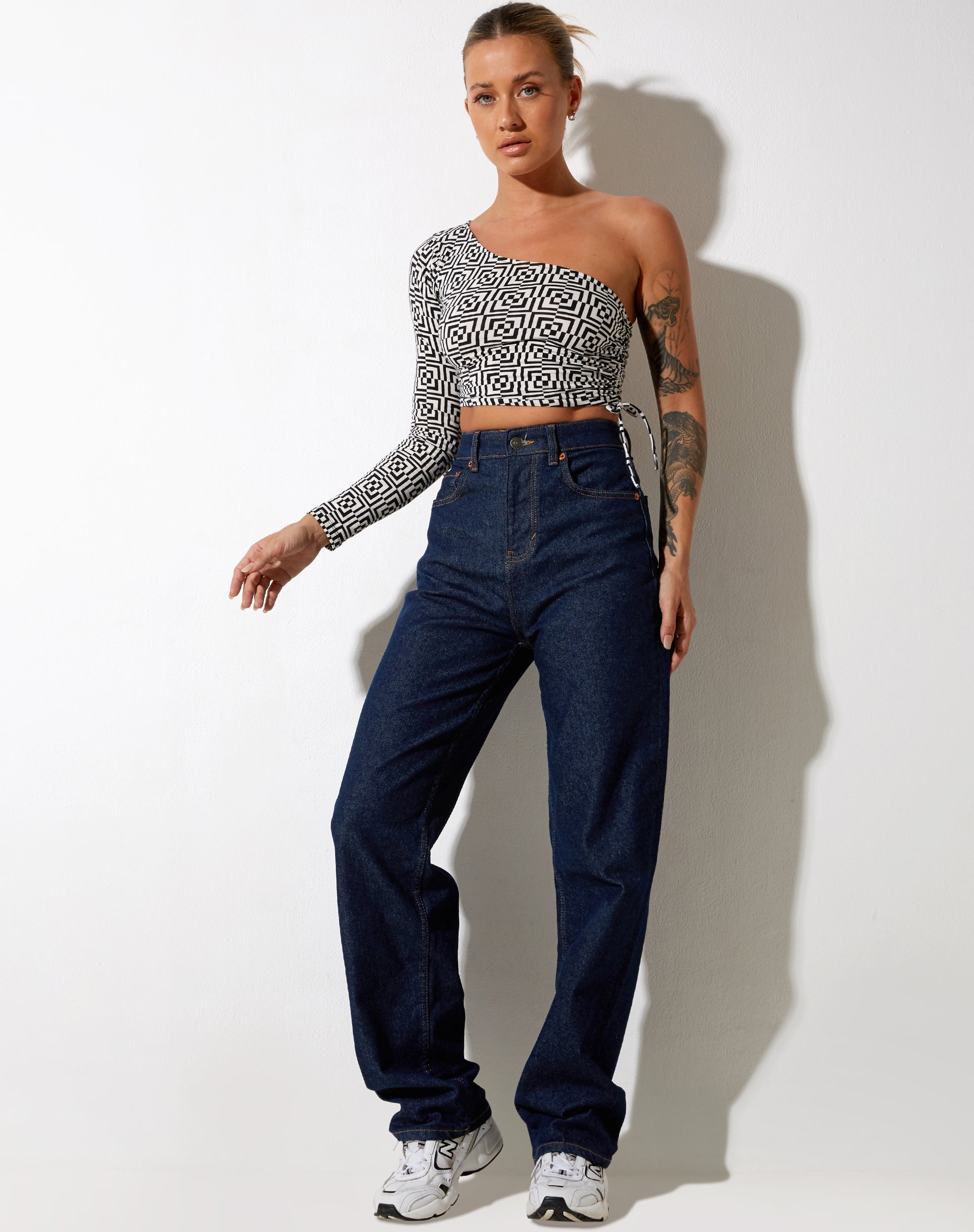 Immagine di Karine Crop Top in Optic Square Bianco e Nero