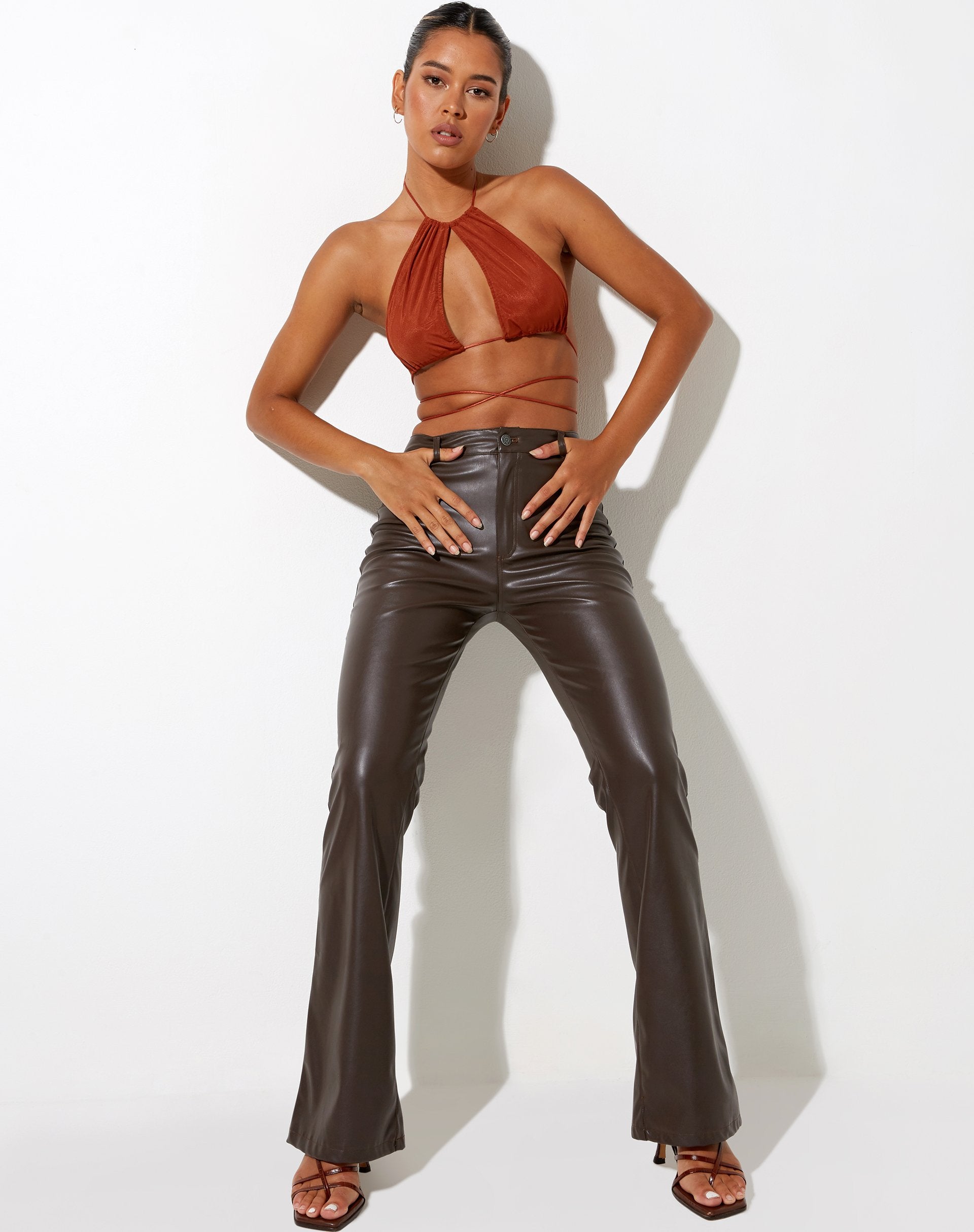 Immagine di Karti Crop Top in rete Toffee