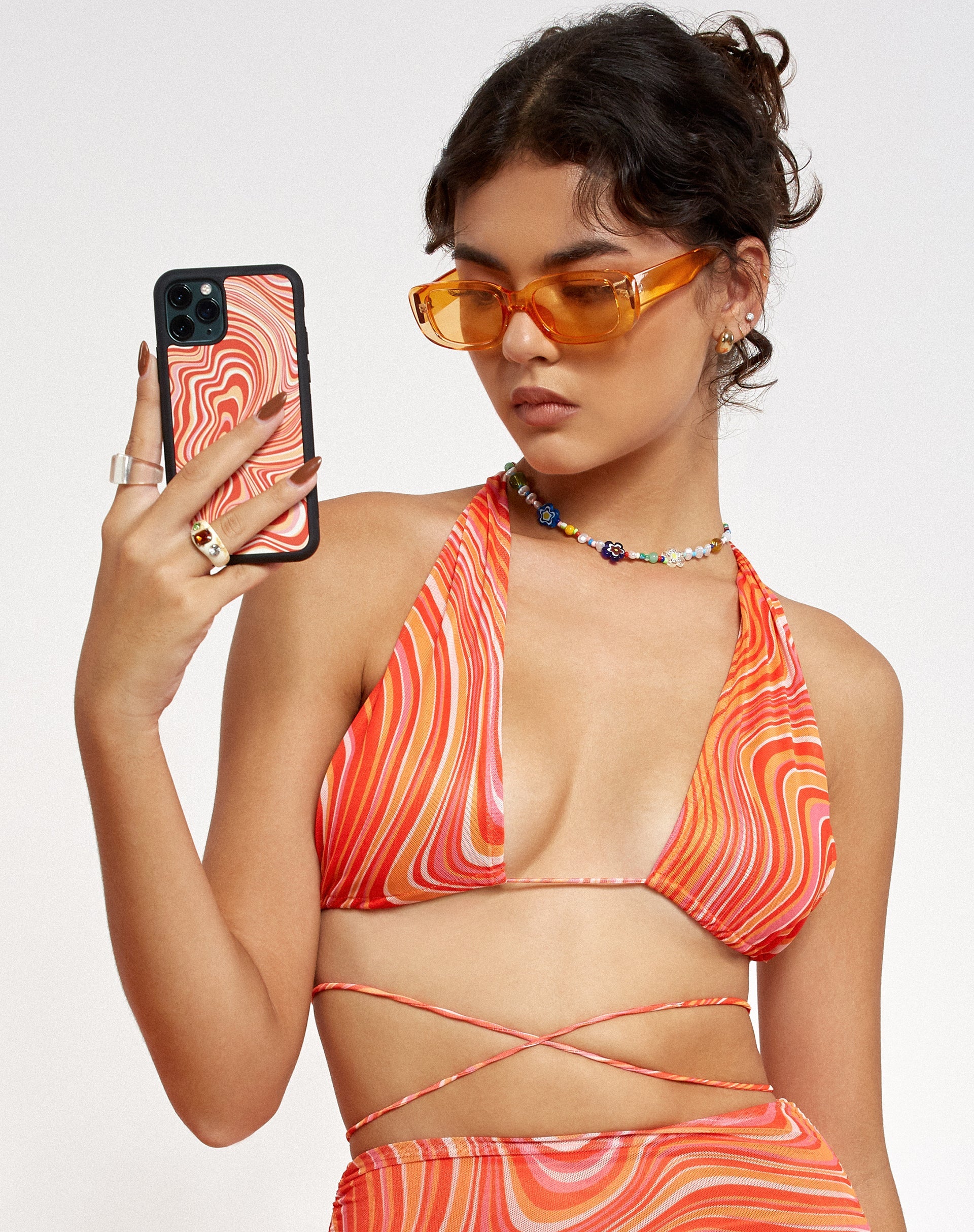 Immagine di Motel X Barbara Kristoffersen Custodia per Iphone in 70s Ripple in Tangerine
