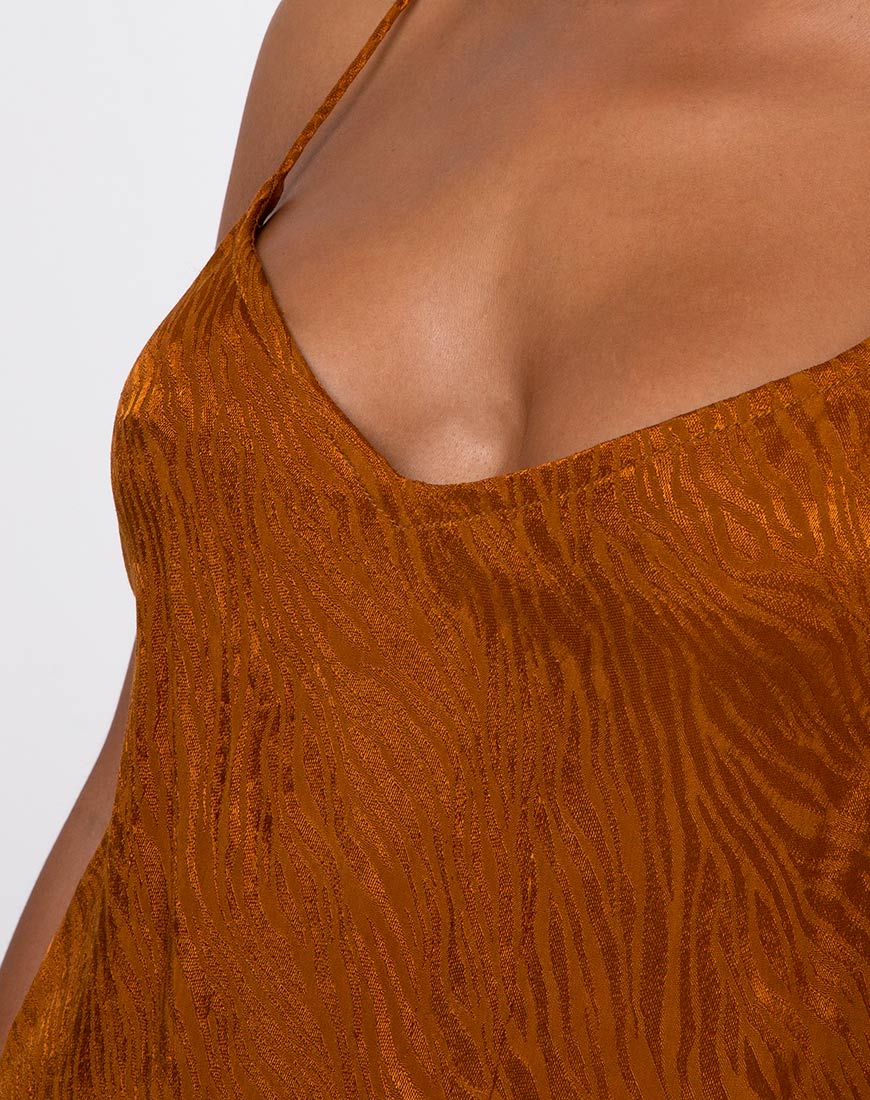 Immagine di Katya Mini Dress in Satin Zebra Golden Coral