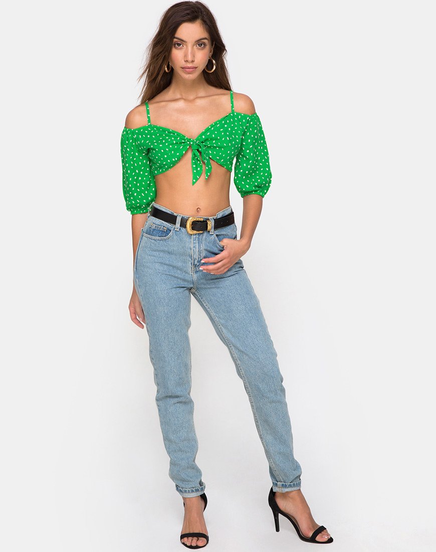 Immagine di Kavon Crop Top in verde Diana Dot