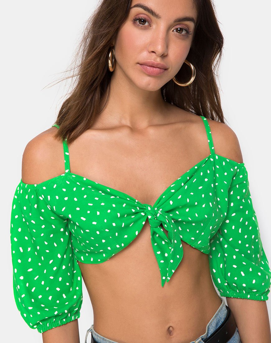 Kavon Crop Top in verde Diana Dot