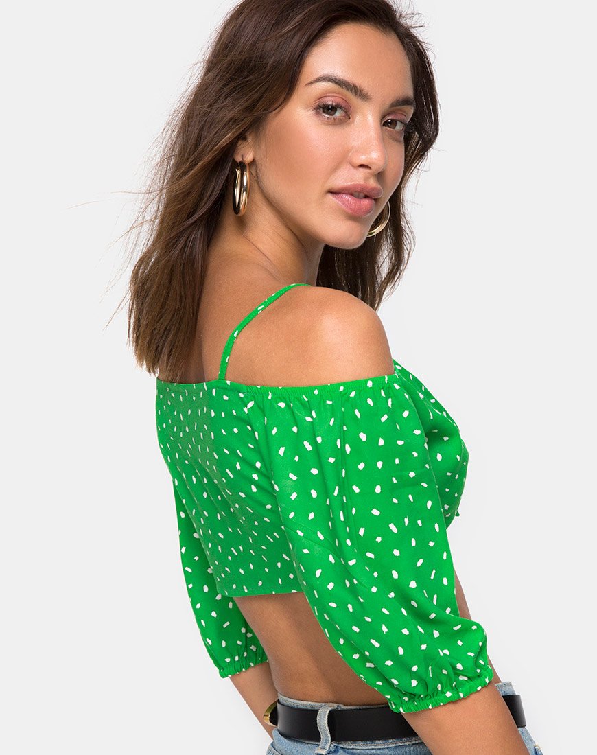 Kavon Crop Top in verde Diana Dot