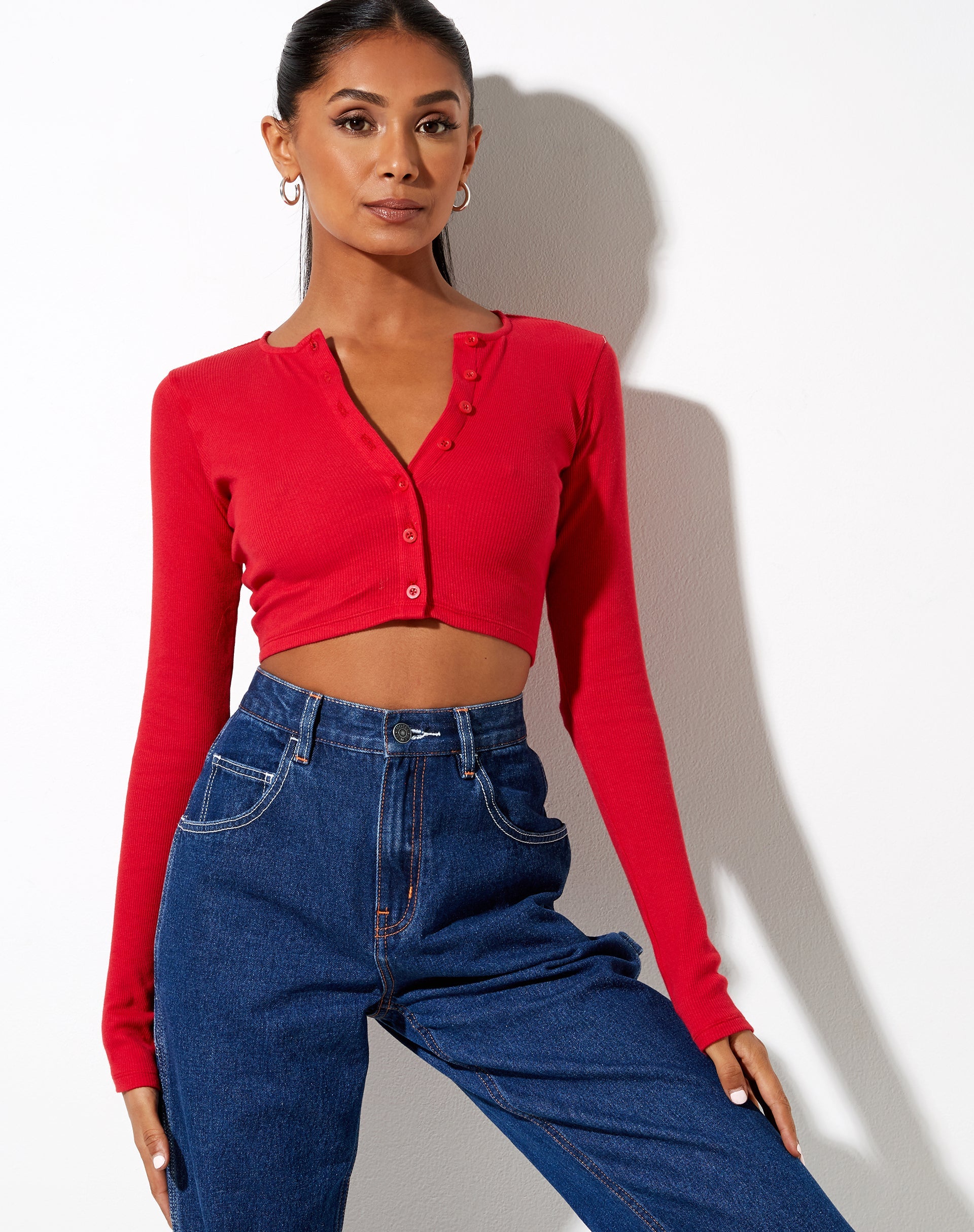 Immagine di Kaya Crop Top in Rib Racing Rosso