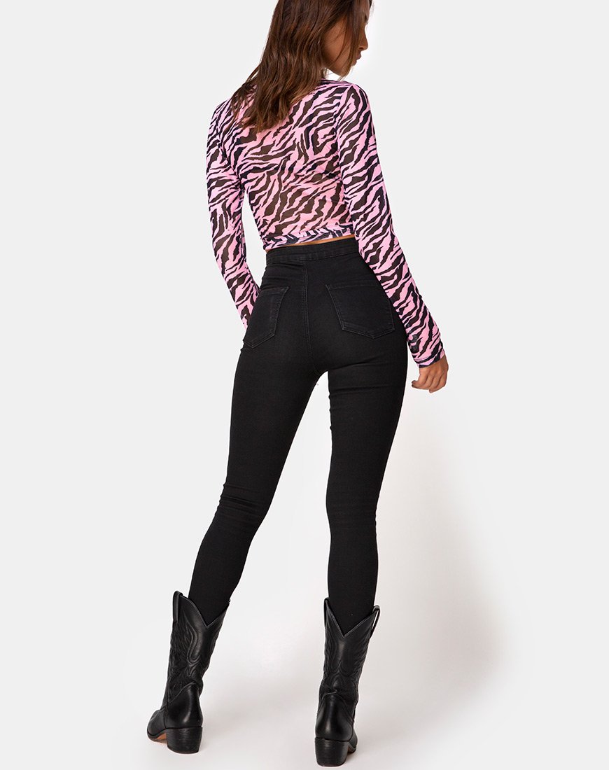 Immagine di Kayak Wrap Top in maglia zebrata Blush